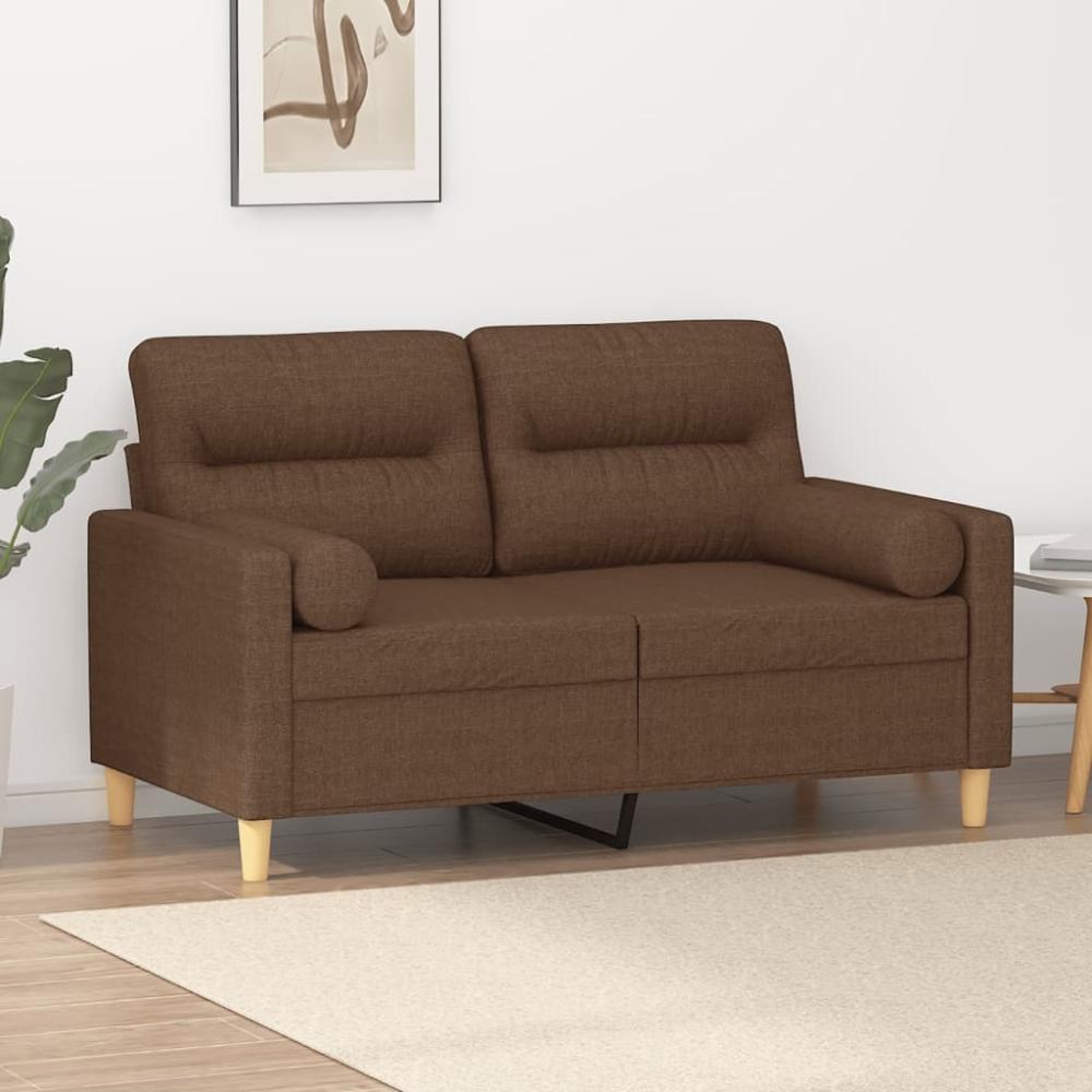 vidaXL 2-Sitzer-Sofa mit Zierkissen Braun 120 cm Stoff 3200816 Bild 1