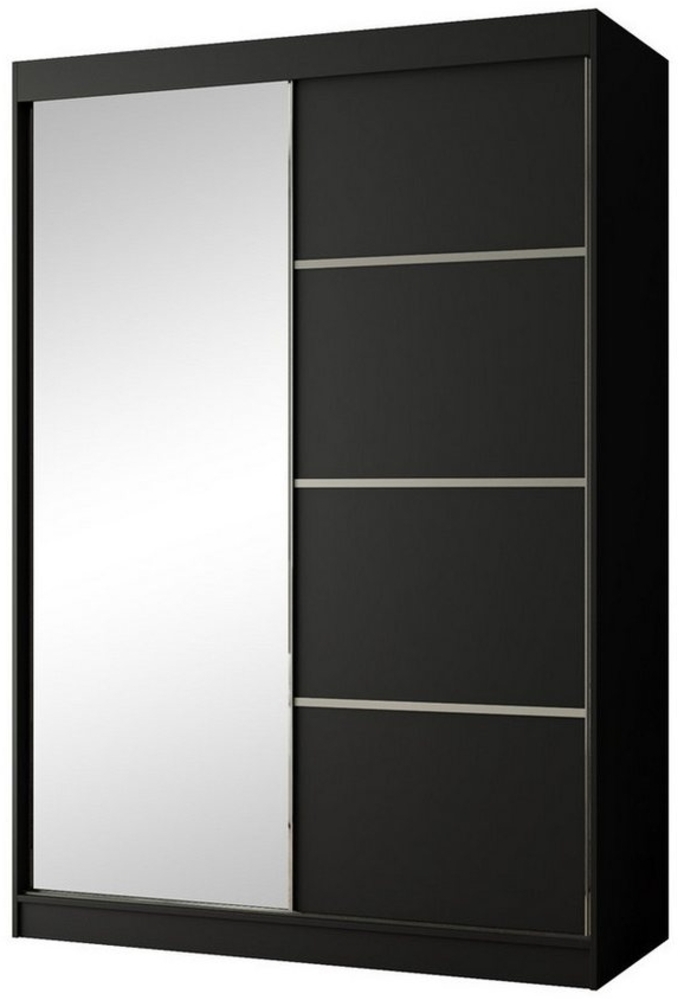Beautysofa Schiebetürenschrank Paco 150 cm (Kleiderschrank, Spiegelschrank, Weiß, Schwarz, Gold) Bild 1