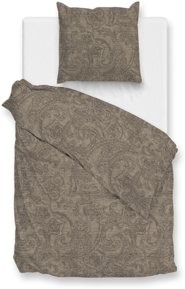 Zo! Home Cotton Bettwäsche 135x200 Paisley di Lino Palm Taupe braun meliert Bild 1