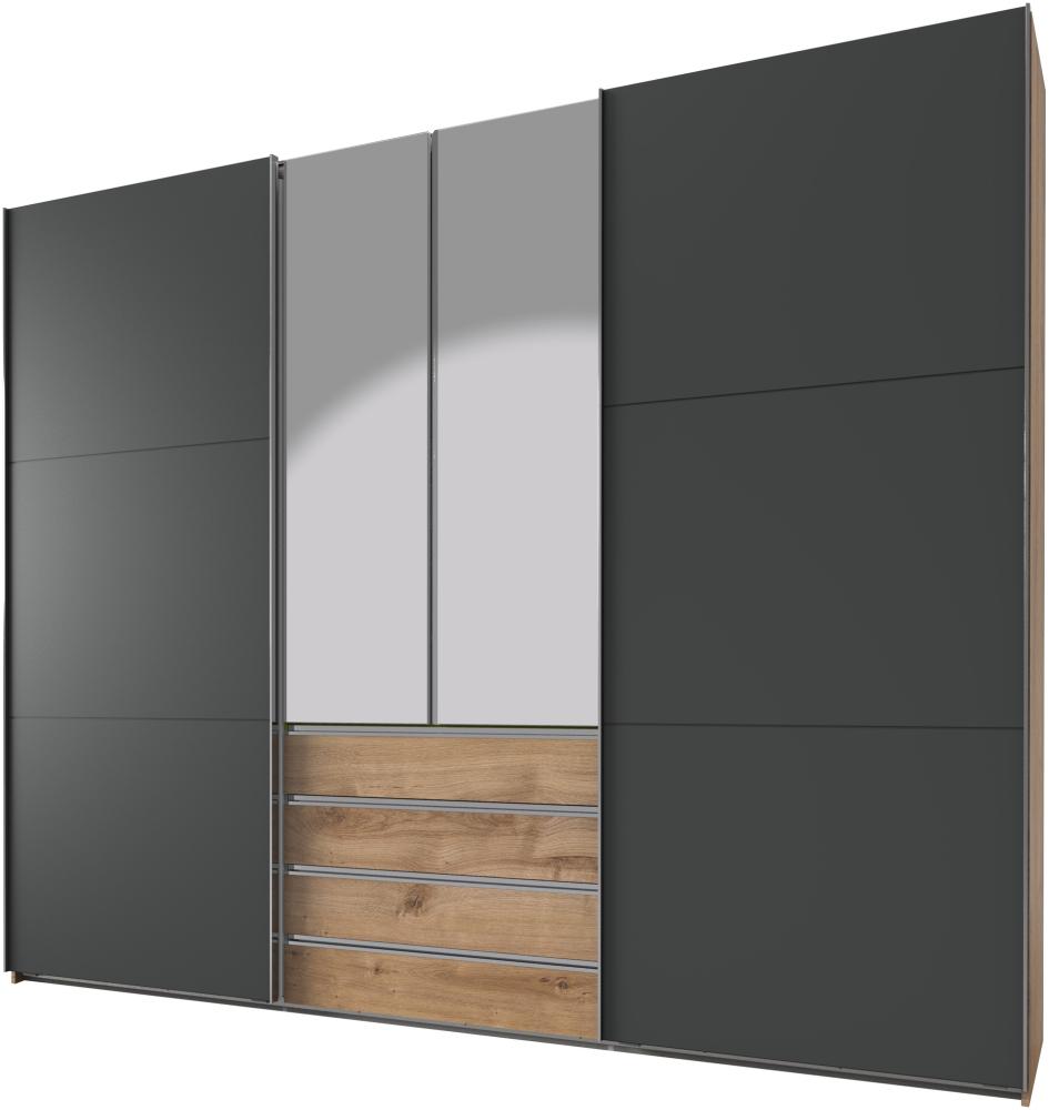 Schwebetürenschrank >MAGIC< in PLANKENEICHE NB + GRAPHIT - 300x236x65cm (BxHxT) Bild 1