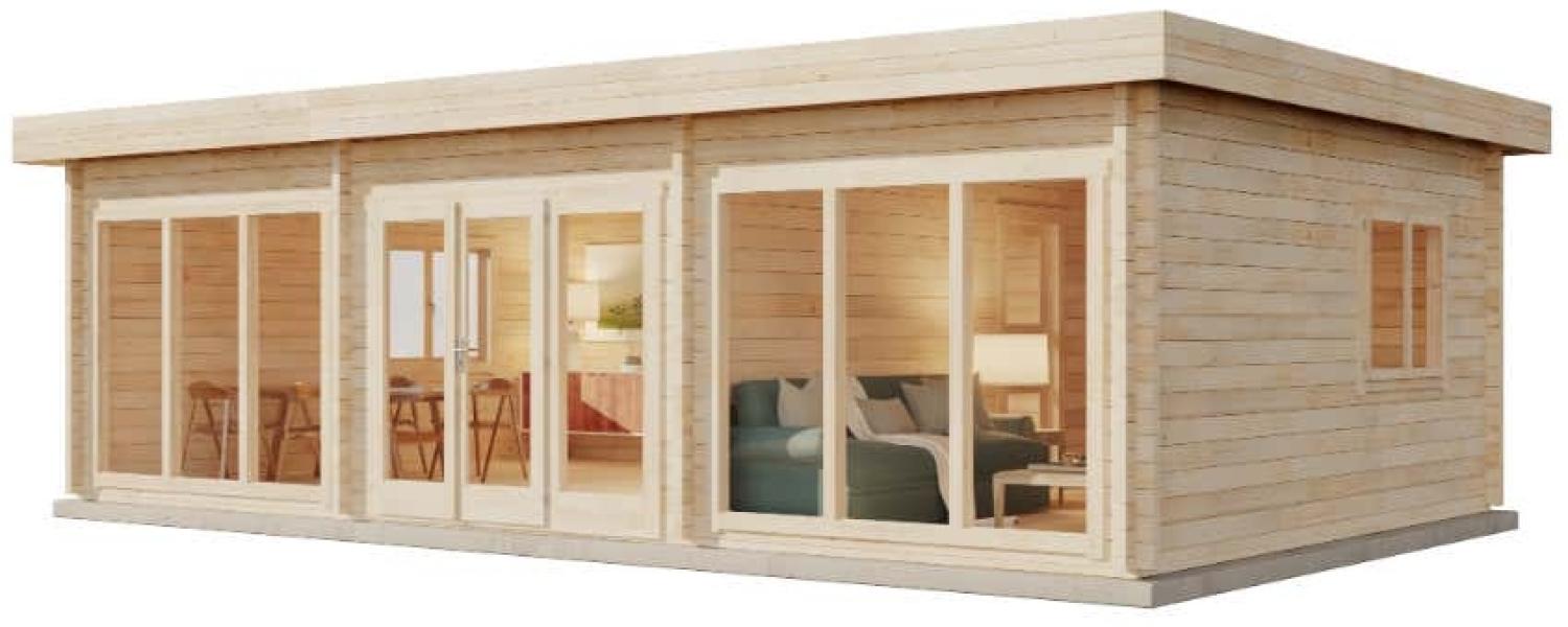 Alpholz Gartenhaus Modell Campus-70 Blockhaus aus Holz Holzhaus mit 70 mm Wandstärke Blockbohlenhaus mit Montagematerial Bild 1