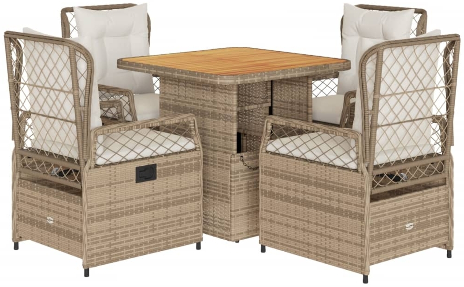 vidaXL 5-tlg. Garten-Essgruppe mit Kissen Beige Poly Rattan 3262920 Bild 1