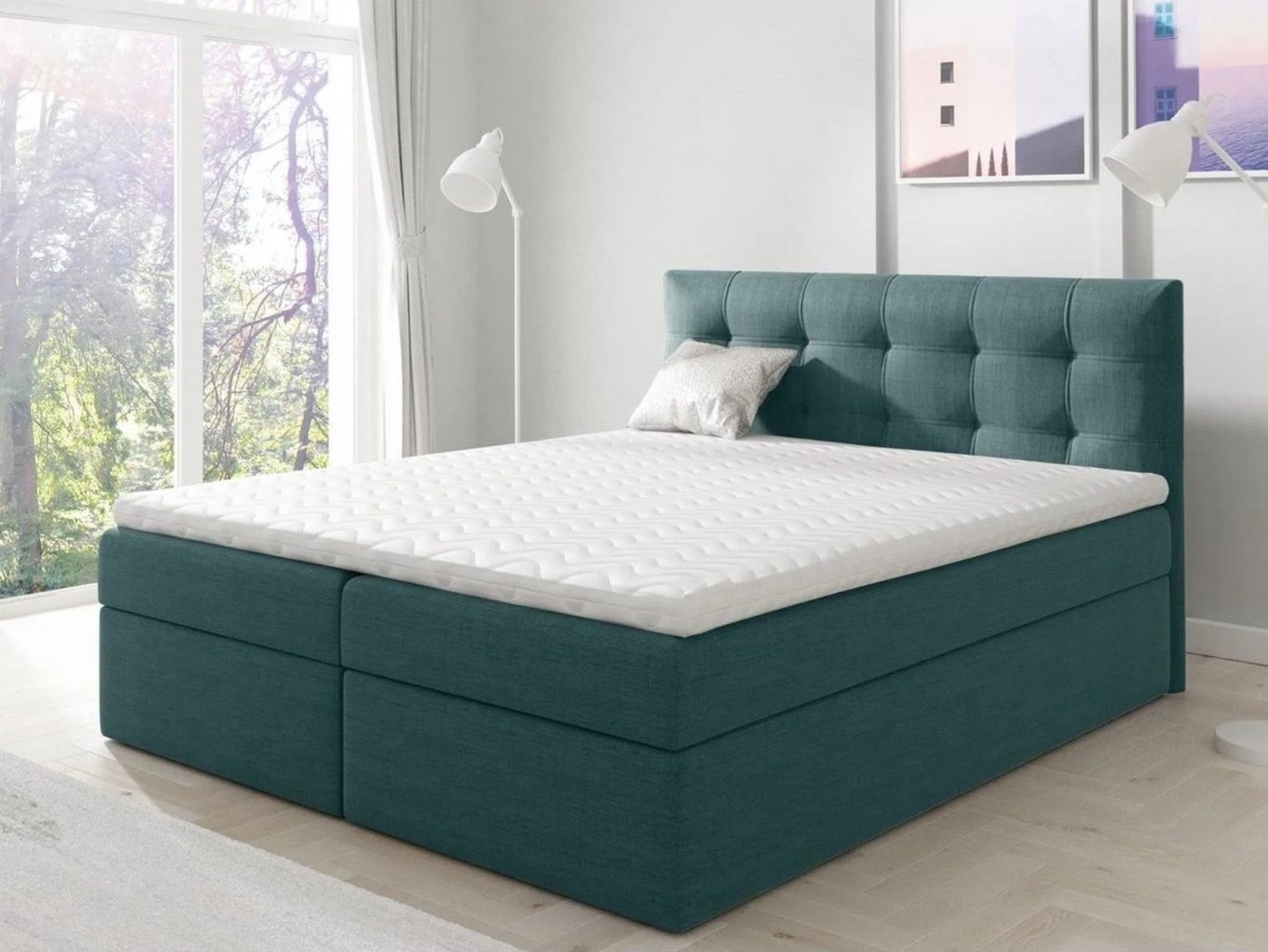 Beautysofa Boxspringbett TOPIQ mit Bettkasten (Bett für Schlafzimmer), mit 2x Bettkästen, Federkernmatratze Bild 1