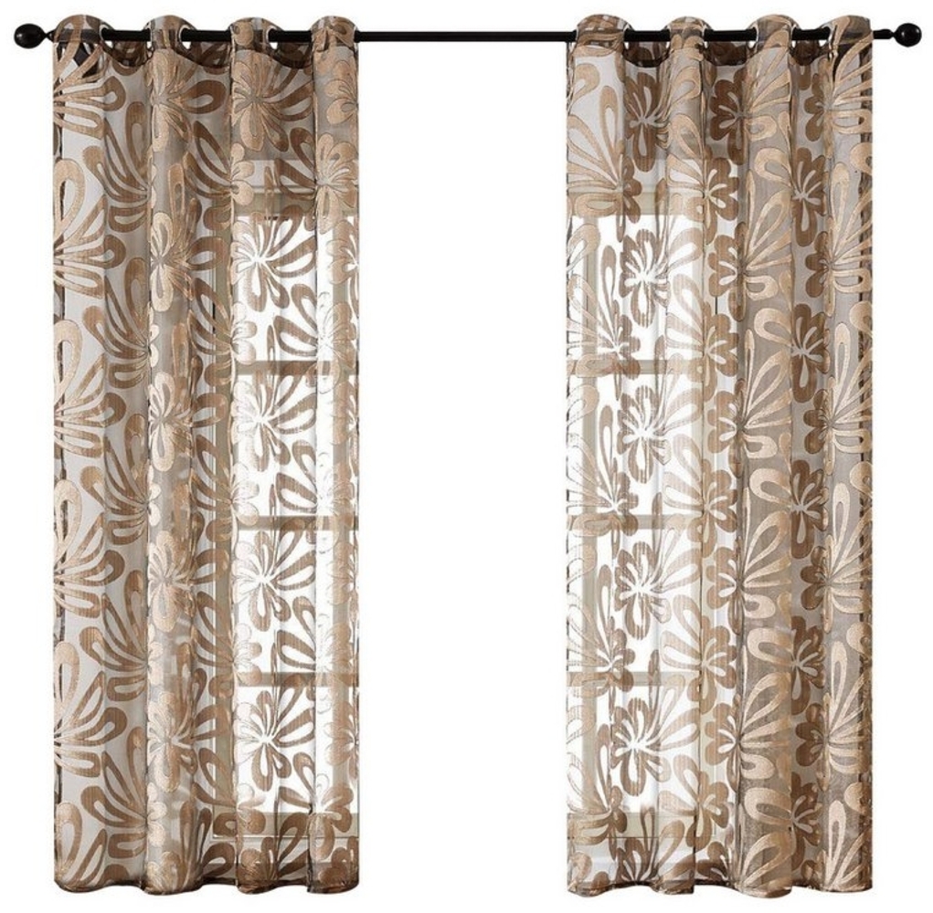 BYSURE Gardine, Ösen (2 St), halbtransparent, Vorhang Blumenmuster Bild 1