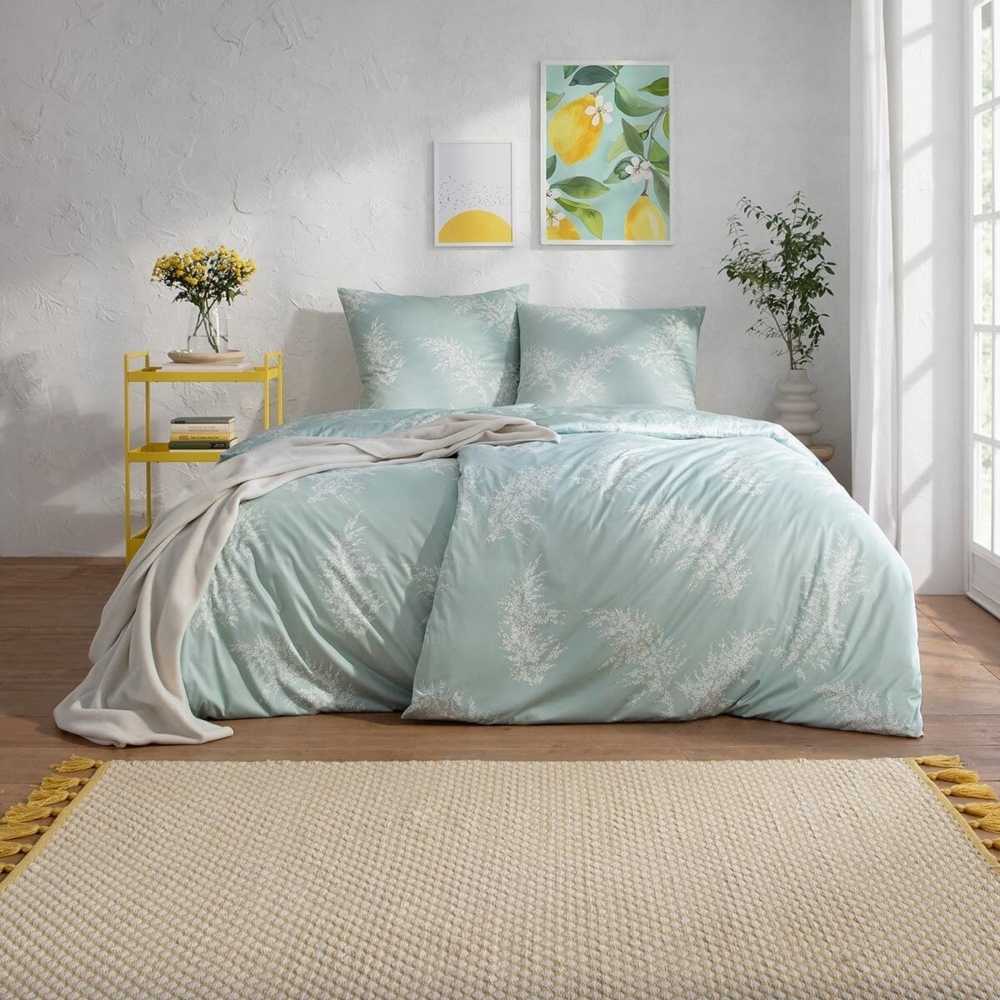 Estella Mako-Interlock-Jersey Bettwäsche Atelier Rosalina 155x200 + 1 x Kissen 80 x 80 Floral mint Bild 1