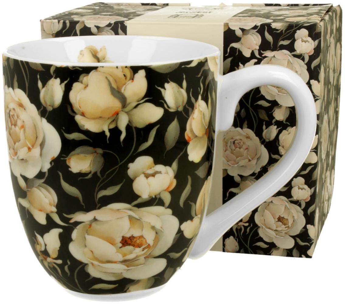 DUO FLORAL XXL Becher 1000 ml ENGLISH ROSES BLACK New Bone China Porzellan Bild 1