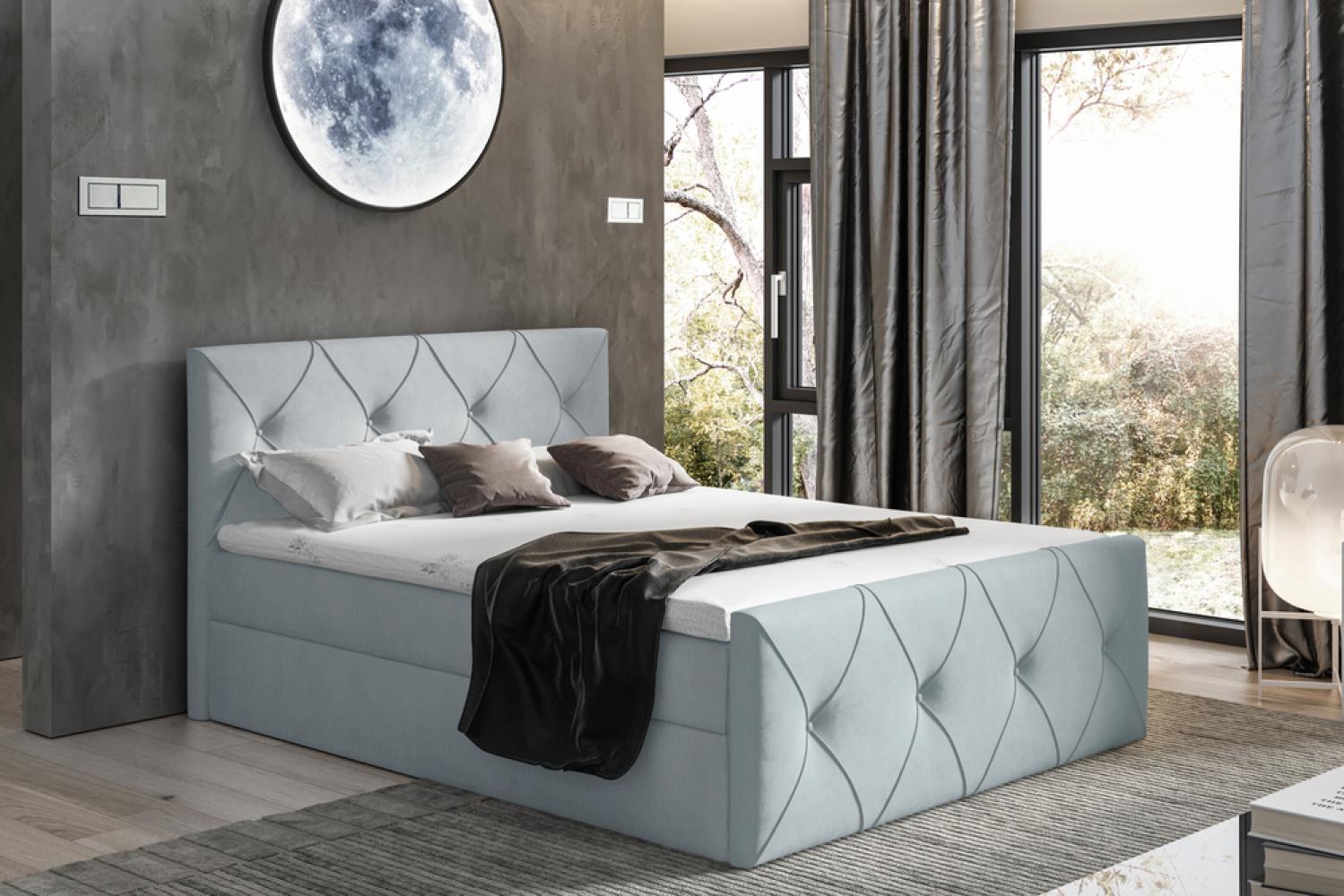 99rooms Arian Lux Boxspringbett Velours 120 x 200 cm Silber Bild 1