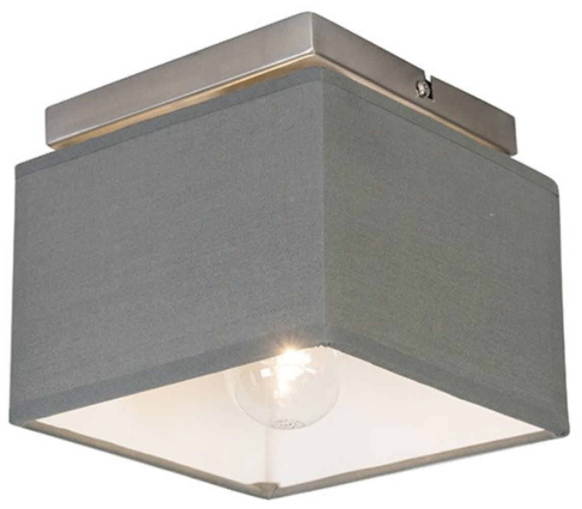 Qazqa Deckenleuchte Vt, ohne Leuchtmittel, E27, Grau, Modern, Textil, 1-flammig Bild 1