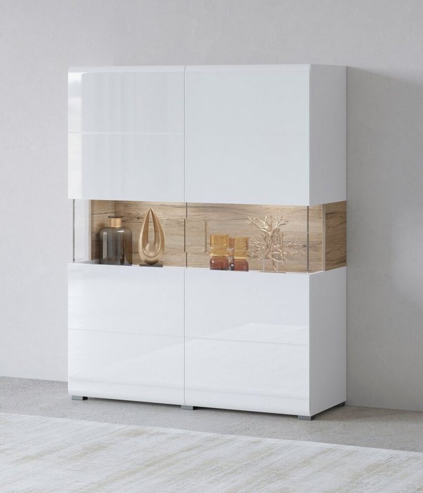 INOSIGN Highboard Toledo,Breite 121,5 cm, trendige Hochkommode mit 2 Türen, Hochschrank mit Glas-Partien,stylische Hochglanzfronten Bild 1