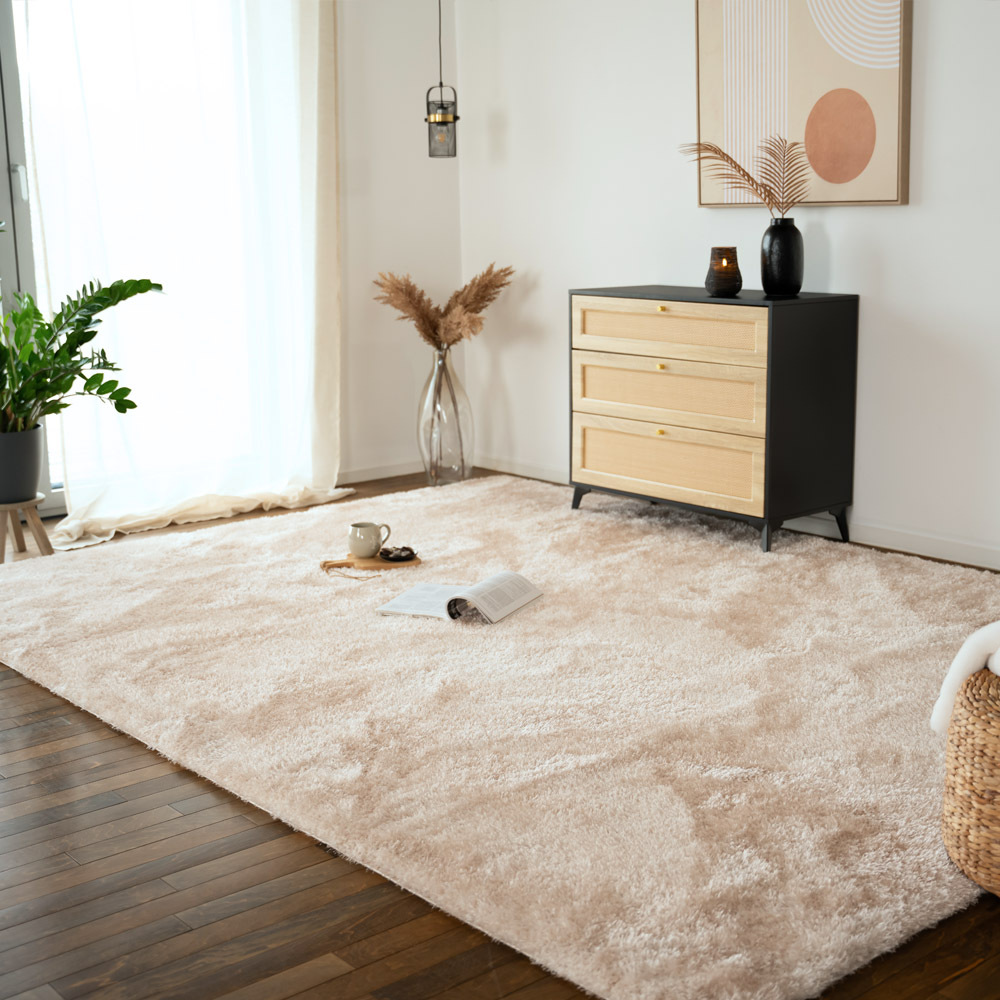 HOME DELUXE Hochflor Teppich SOFI - 230 x 160 cm Beige Bild 1