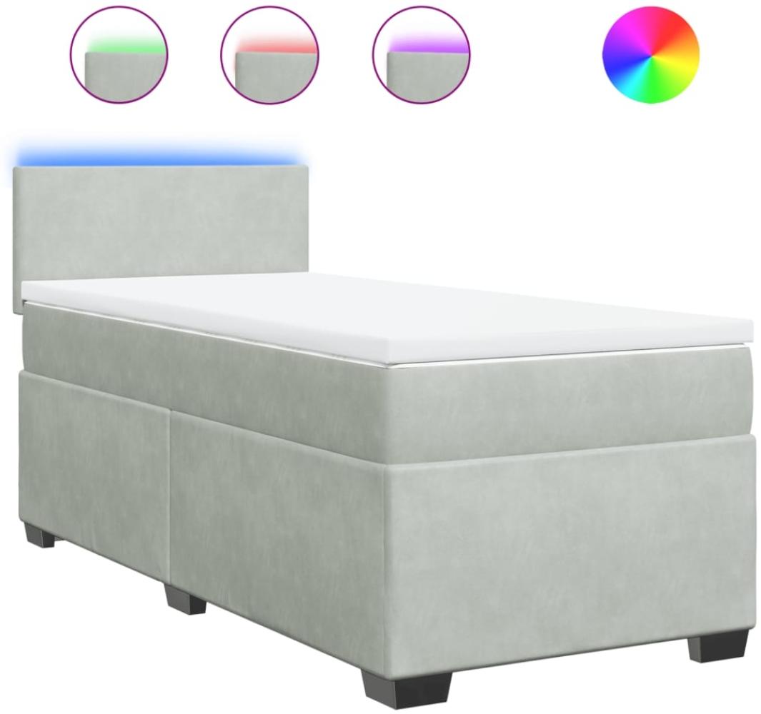 vidaXL Boxspringbett mit Matratze Hellgrau 100x200 cm Samt 3288528 Bild 1
