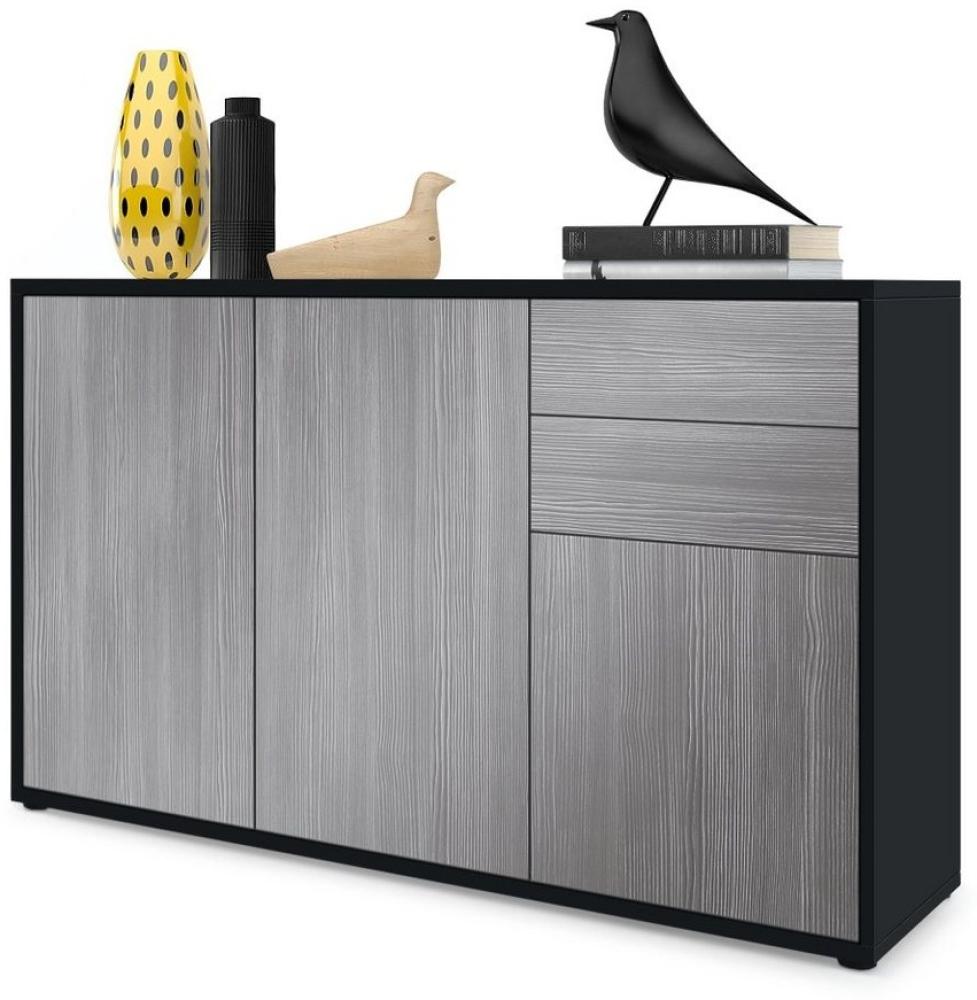 Vladon Sideboard Ben V3, Kommode mit 3 Türen und 2 Schubladen, Schwarz matt/Avola-Anthrazit (117 x 74 x 36 cm) Bild 1