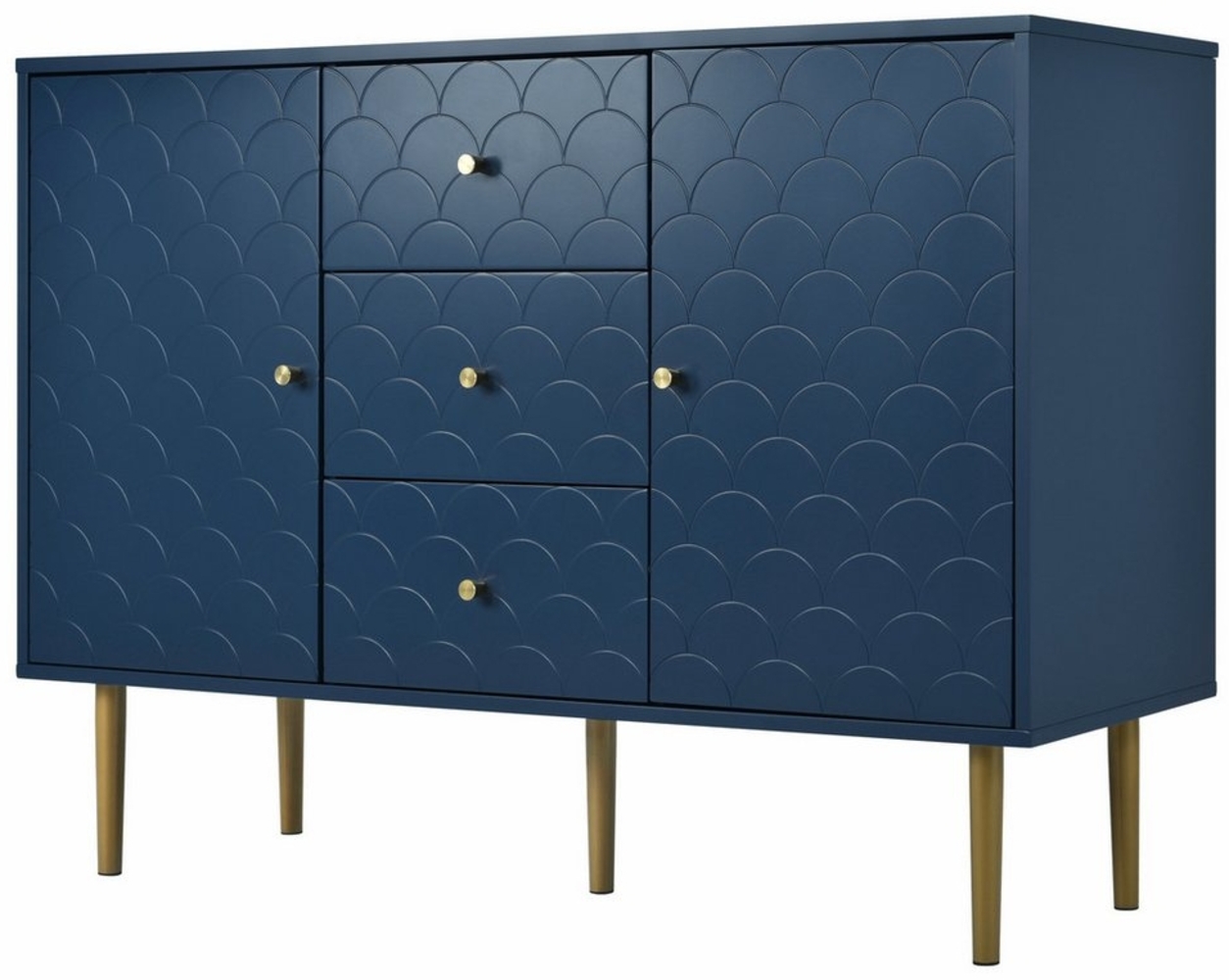 Merax Sideboard mit 2 Türen und 3 Schubladen, Beistelltisch mit verstellbaren Ablagen, Kommode aus Holz, Metallbeine, B:120cm Bild 1