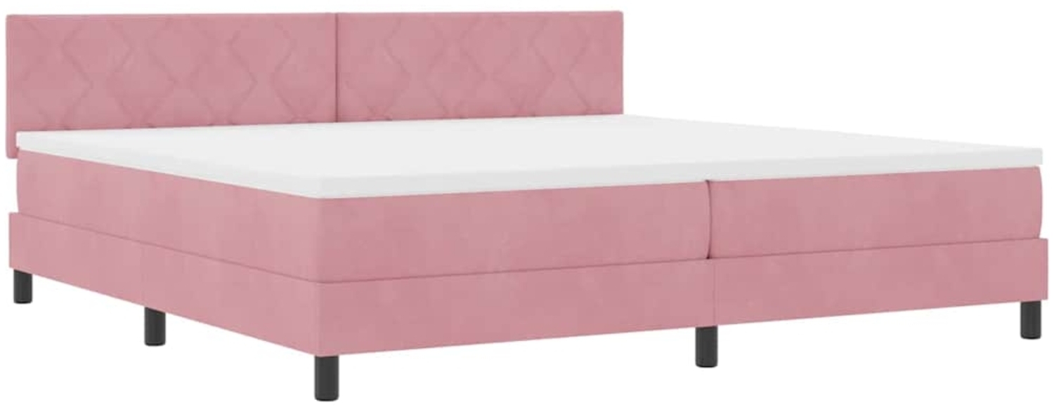 vidaXL LED Boxspringbett mit Matratze Rosa 200 x 200 cm Samt 3342745 Bild 1