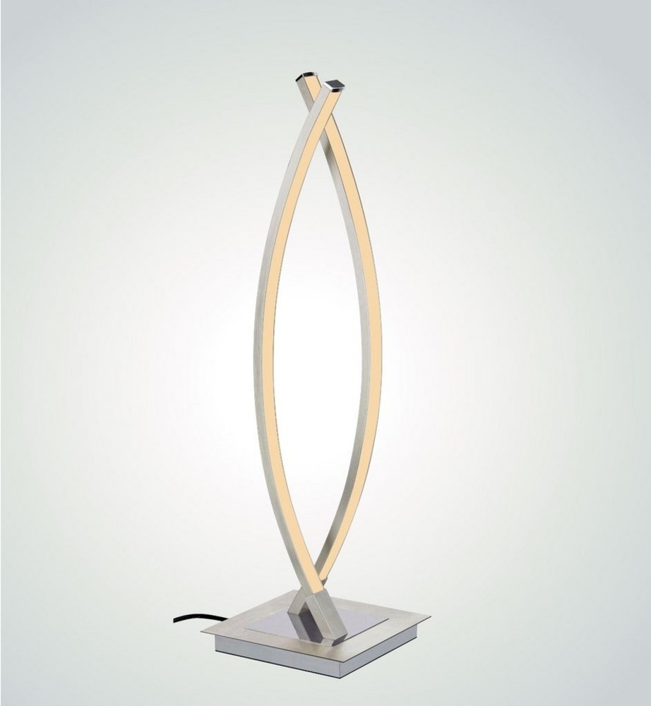 TRANGO LED Tischleuchte, Dimmfunktion, 2019-02XXL Modern Stufenlos dimmbar LED Schreibtischlampe *TWINLIGHT* in Nickel matt, Zwilling LED Lichtleiste, Tischlampe, Nachttisch Lampe, inkl. je 2x 6 Watt LED Modul 3000K warmweiß Bild 1