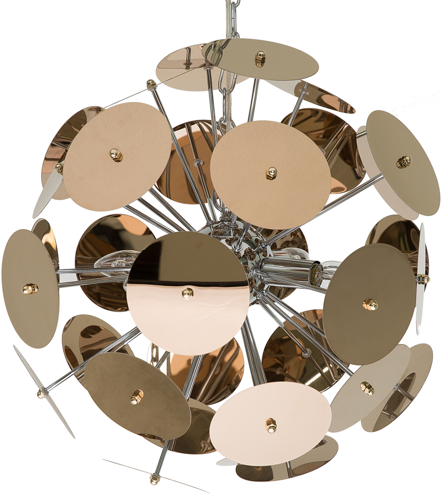 'Zambezi' Hängeleuchte Kupfer Edelstahl 4-flammig Schirm aus runden Scheiben Industrie Stil Bild 1