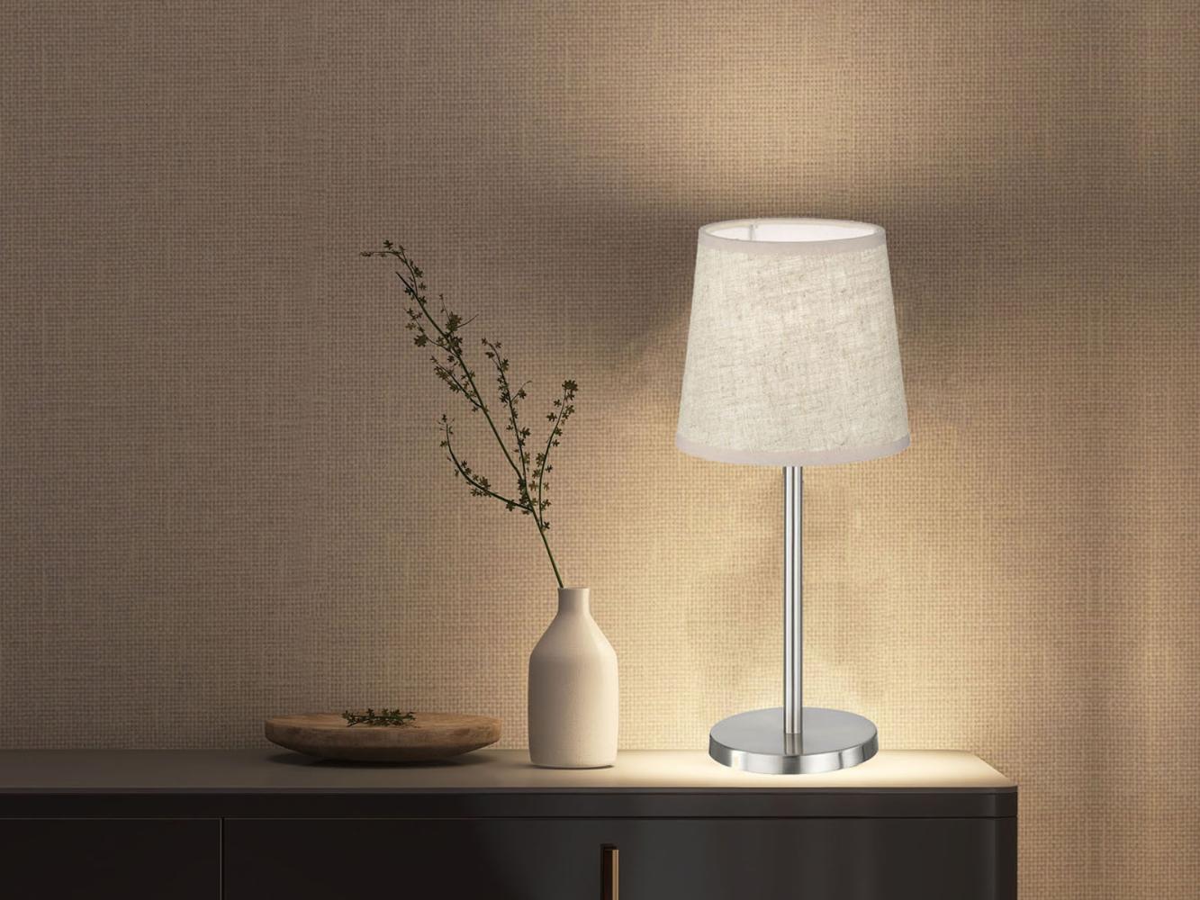 easy! BY FHL LED Nachttischlampe, LED wechselbar, Warmweiß, kleine Design-klassiker mit Stoff Lampenschirm Beige, Höhe 30cm Bild 1