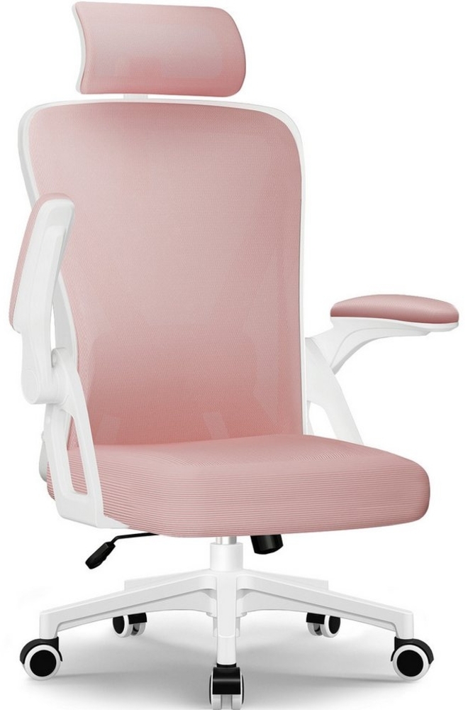 Homimaster Bürostuhl Ergonomisch, Kunstleder Schreibtischstuhl 90° Klappbaren Armlehnen (Schreibtisch Stuhl 90-120° Wippfunktion, Ergonomischer Bürostuhl mit Lendenwirbelstütze), Schreibstuhl Höhenverstellbar, 150kg Belastbar Bild 1