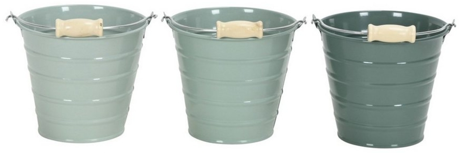finehomegarden Blumentopf Eimer Metall mit Henkel 3farbig sort. Pflanztopf petrol/mint/grün (3 St), Topf Metalleimer Übertopf Pflanzgefäß 4Größen wählbar / Paket Bild 1