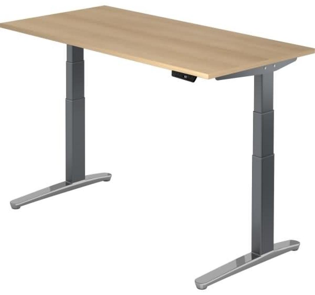 'XBHM16' Sitz-Steh-Schreibtisch elektrisch 160x80 cm Eiche Graphit, poliert Bild 1