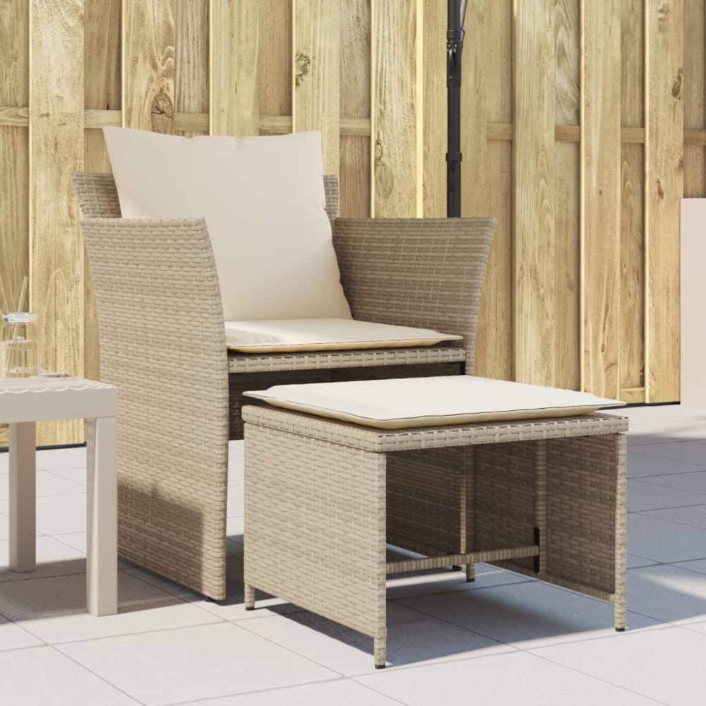 vidaXL Gartenstuhl mit Fußhocker Beige Poly Rattan 368620 Bild 1