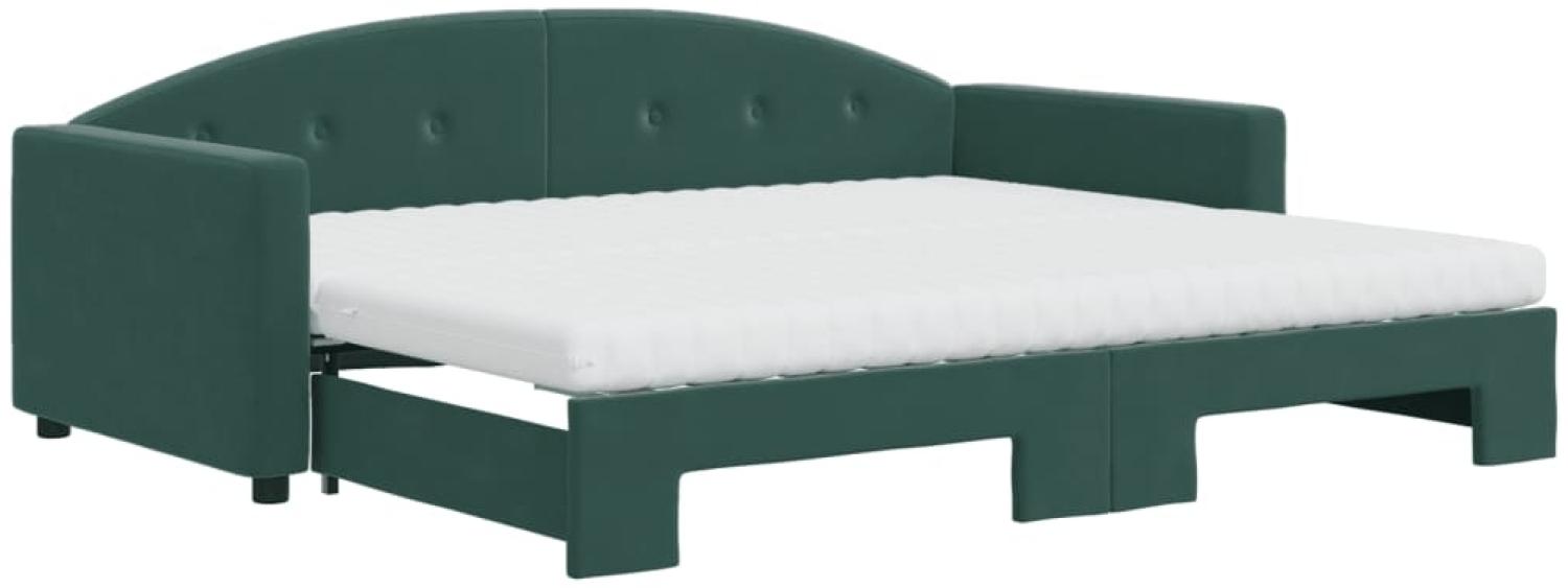 vidaXL Tagesbett Ausziehbar mit Matratzen Dunkelgrün 90x200 cm Samt 3197327 Bild 1