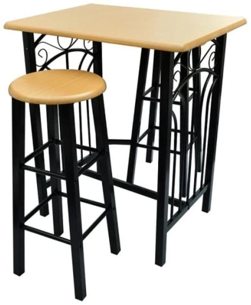 vidaXL Früchstücksbar Hellbraunes Holz Schwarzer Stahl 240095 Bild 1