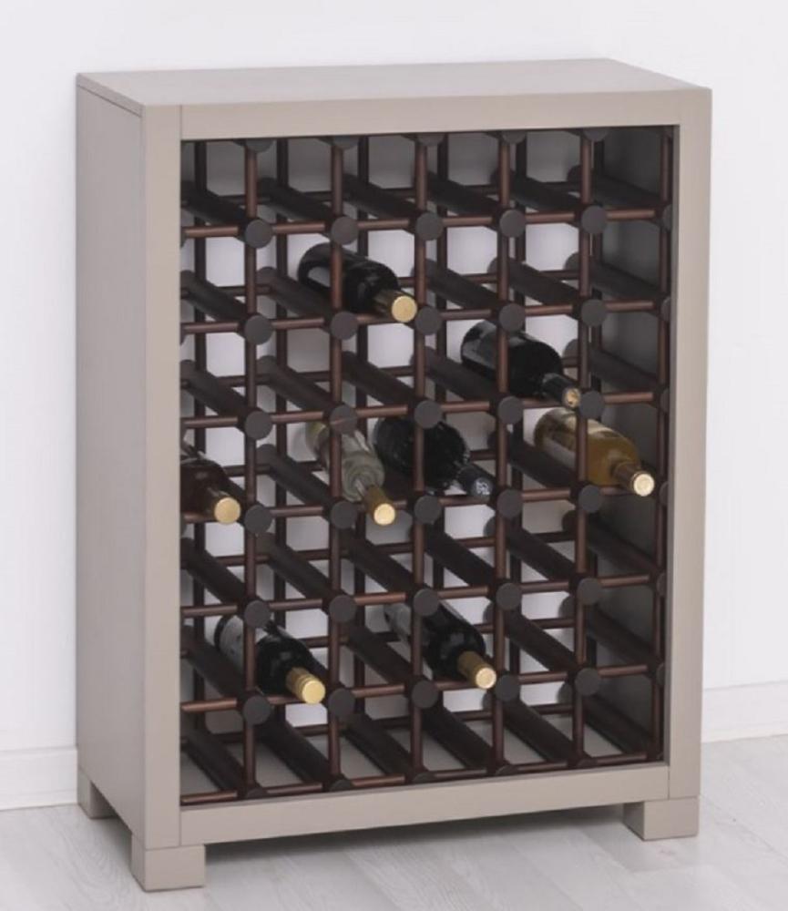 Casa Padrino Landhausstil Massivholz Weinschrank Grau / Dunkelbraun / Schwarz 68 x 35 x H. 68 cm - Massivholz Weinregal im Landhausstil - Massivholz Bar Möbel - Landhausstil Bar Möbel Bild 1