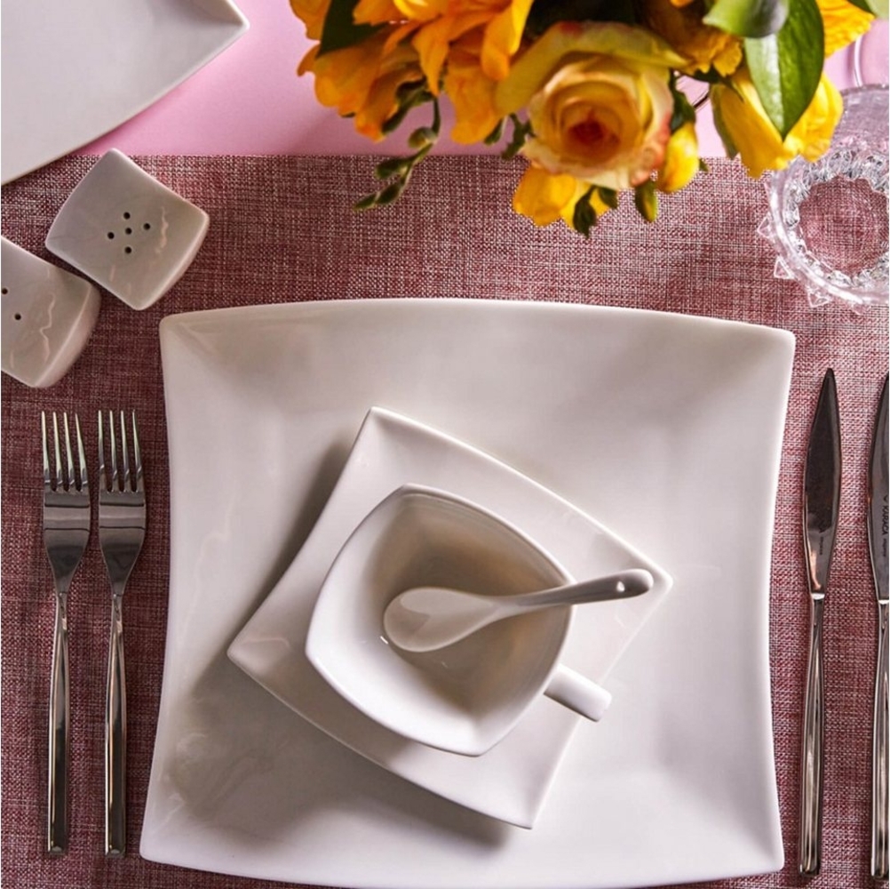 Karaca Frühstücksteller Perfect White 32 Teilig Porzellan Geschirrset Frühstücksset Weiß, Porzellan Kombiservice Kombigeschirr Geschirrset Tafelservice Bild 1
