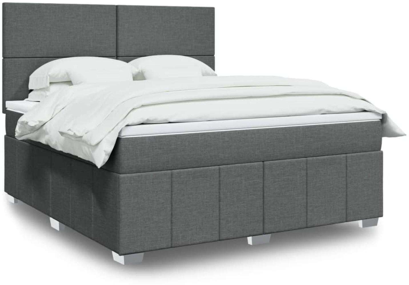 vidaXL Boxspringbett mit Matratze Dunkelgrau 180x200 cm Stoff 3294041 Bild 1