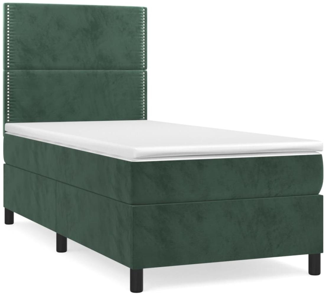 vidaXL Boxspringbett mit Matratze Dunkelgrün 80x200 cm Samt 3142932 Bild 1