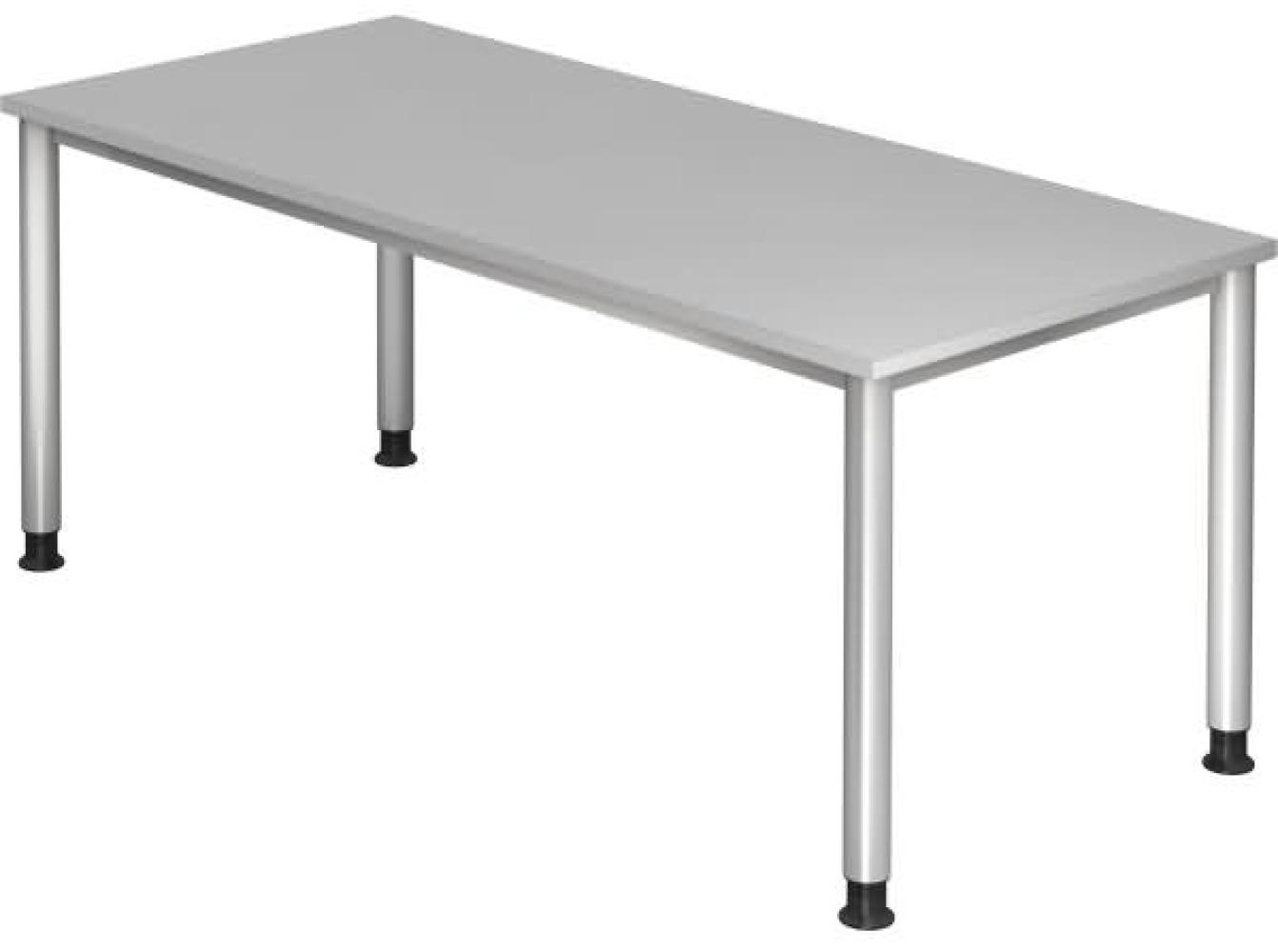 Schreibtisch HS19 4-Fuß rund 180x80cm Grau Gestellfarbe: Silber Bild 1