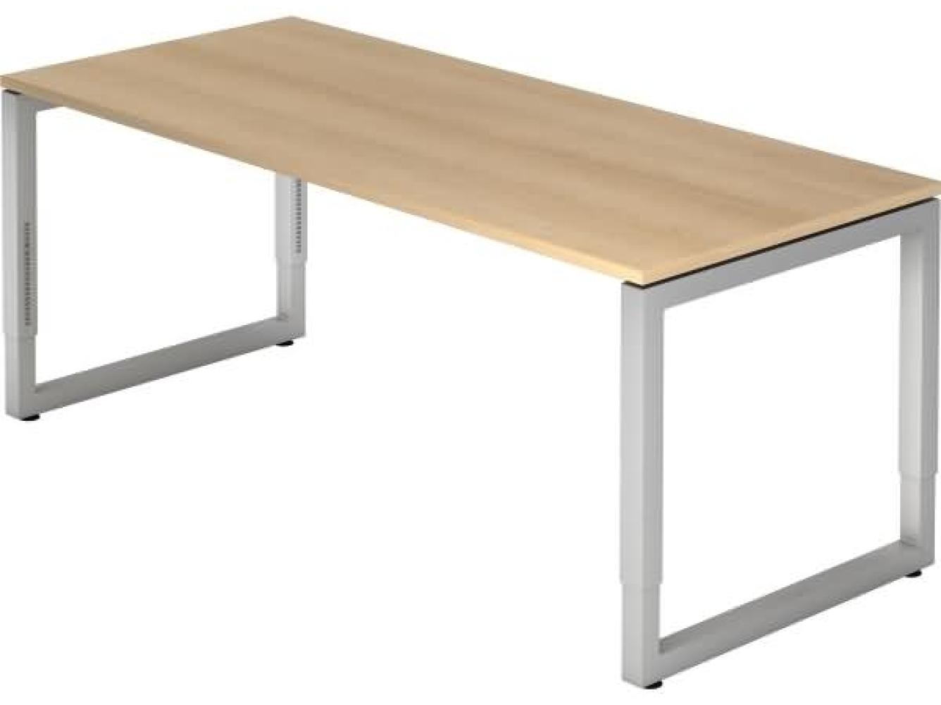 Schreibtisch RS19 O-Fuß eckig 180x80cm Eiche Gestellfarbe: Silber Bild 1