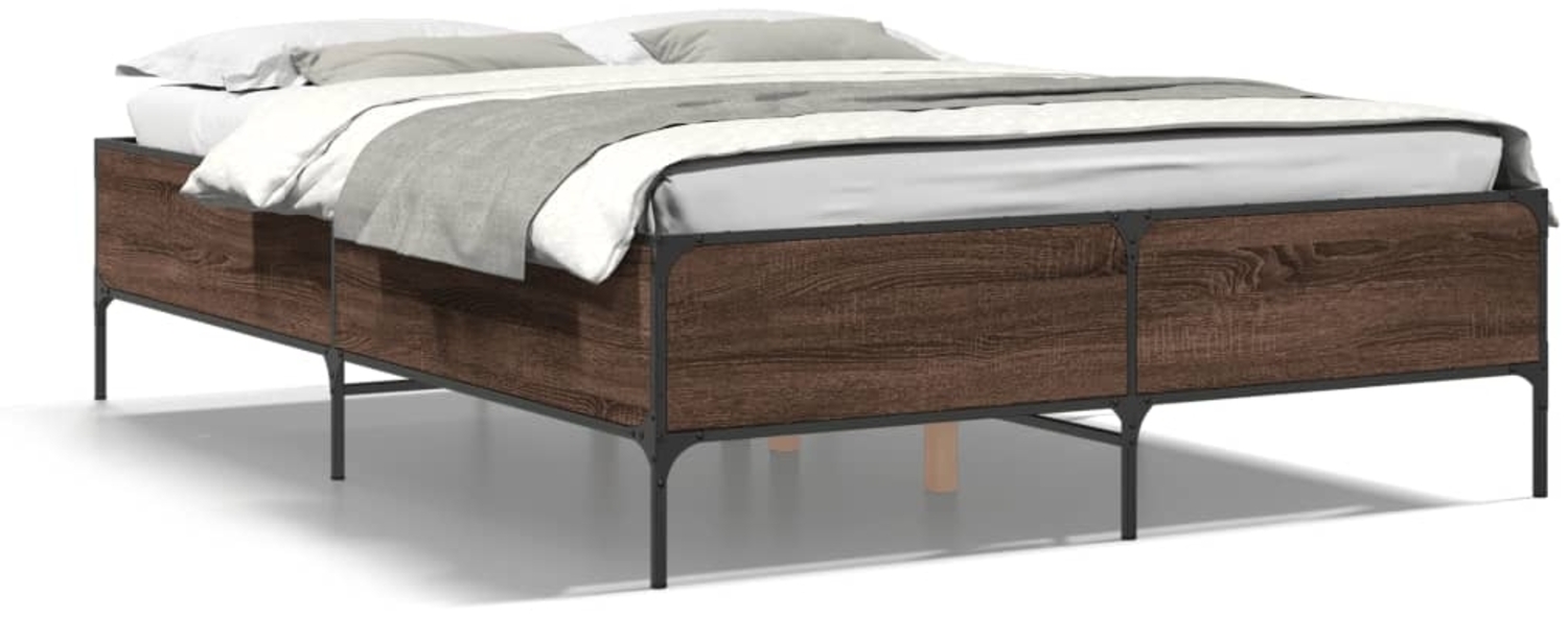 vidaXL Bettgestell Braun Eichen-Optik 150x200 cm Holzwerkstoff Metall 3279796 Bild 1