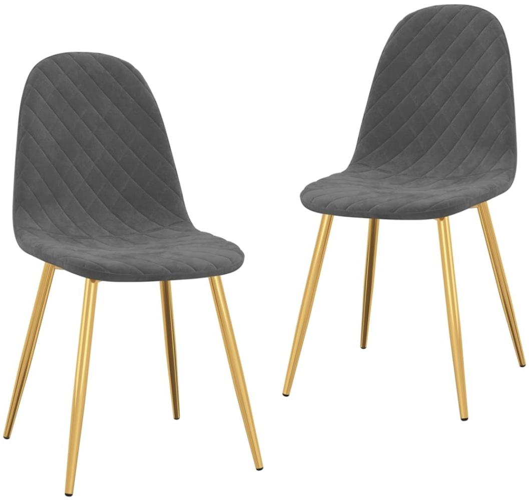 vidaXL Esszimmerstühle 2 Stk. Dunkelgrau Samt [325669] Bild 1