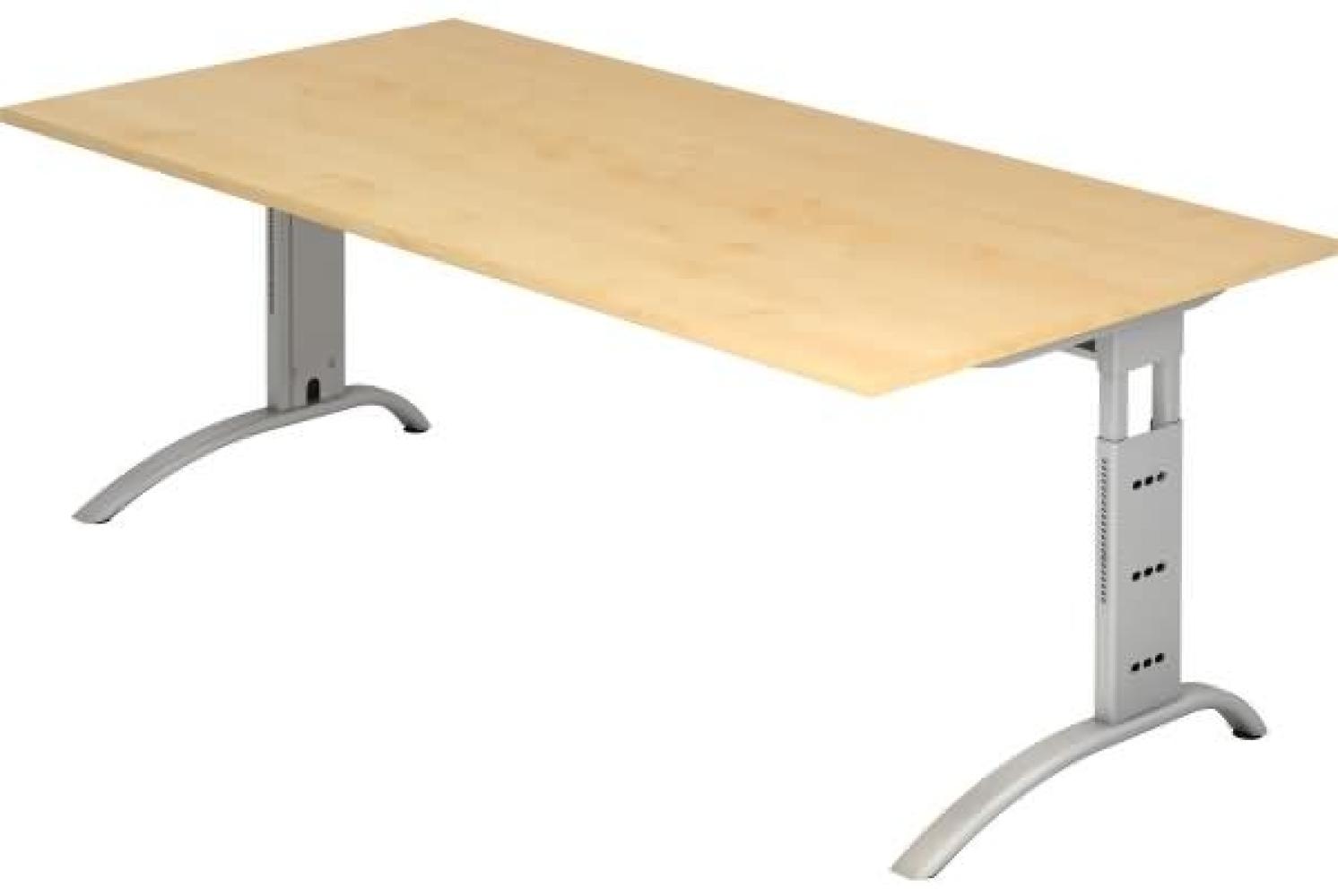 Schreibtisch FS2E C-Fuß 200x100 cm Ahorn Gestellfarbe: Silber Bild 1