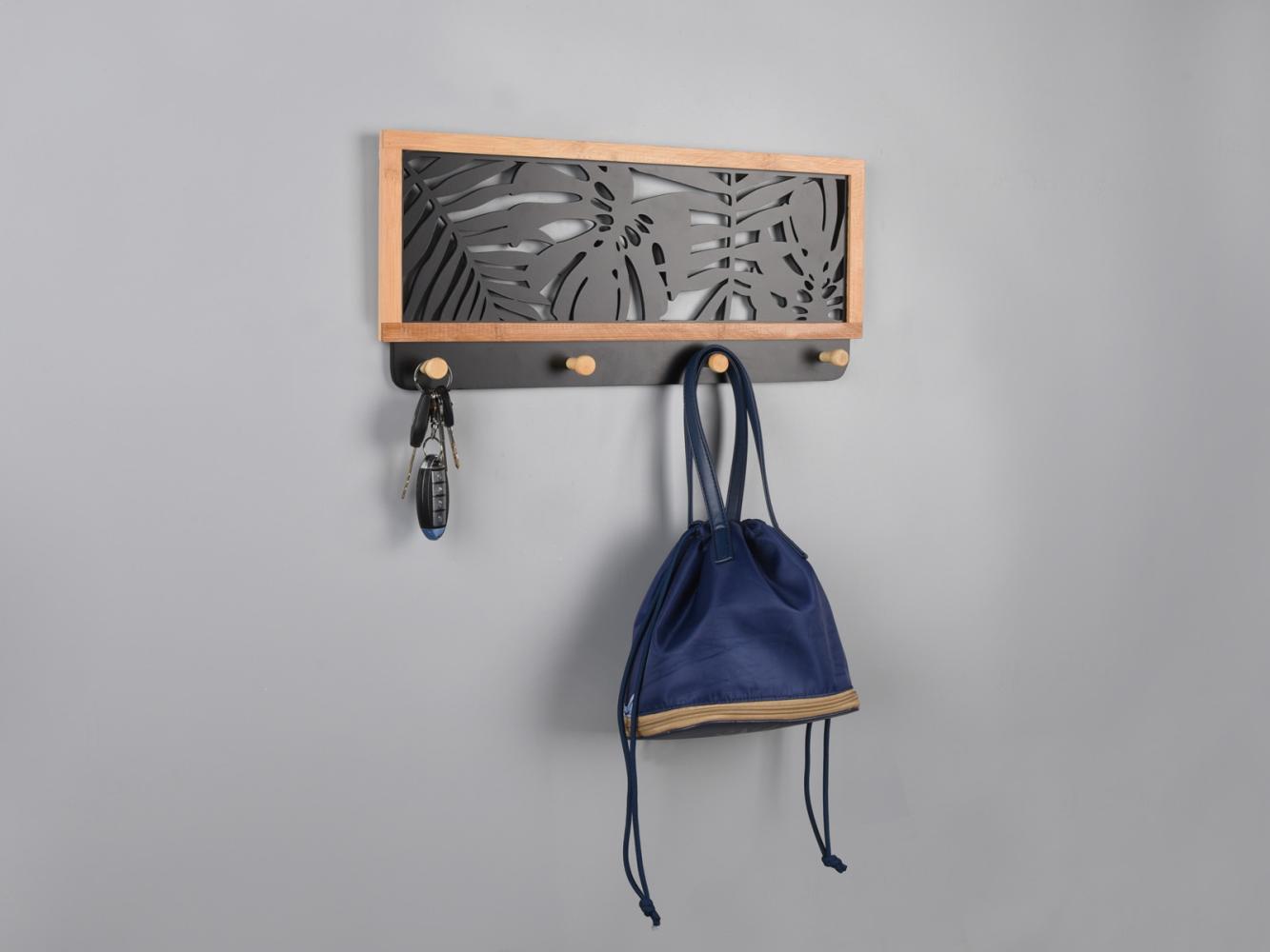 Leika Wandgarderobe Schwarz, Artisan Eiche - 47 x 21cm Bild 1