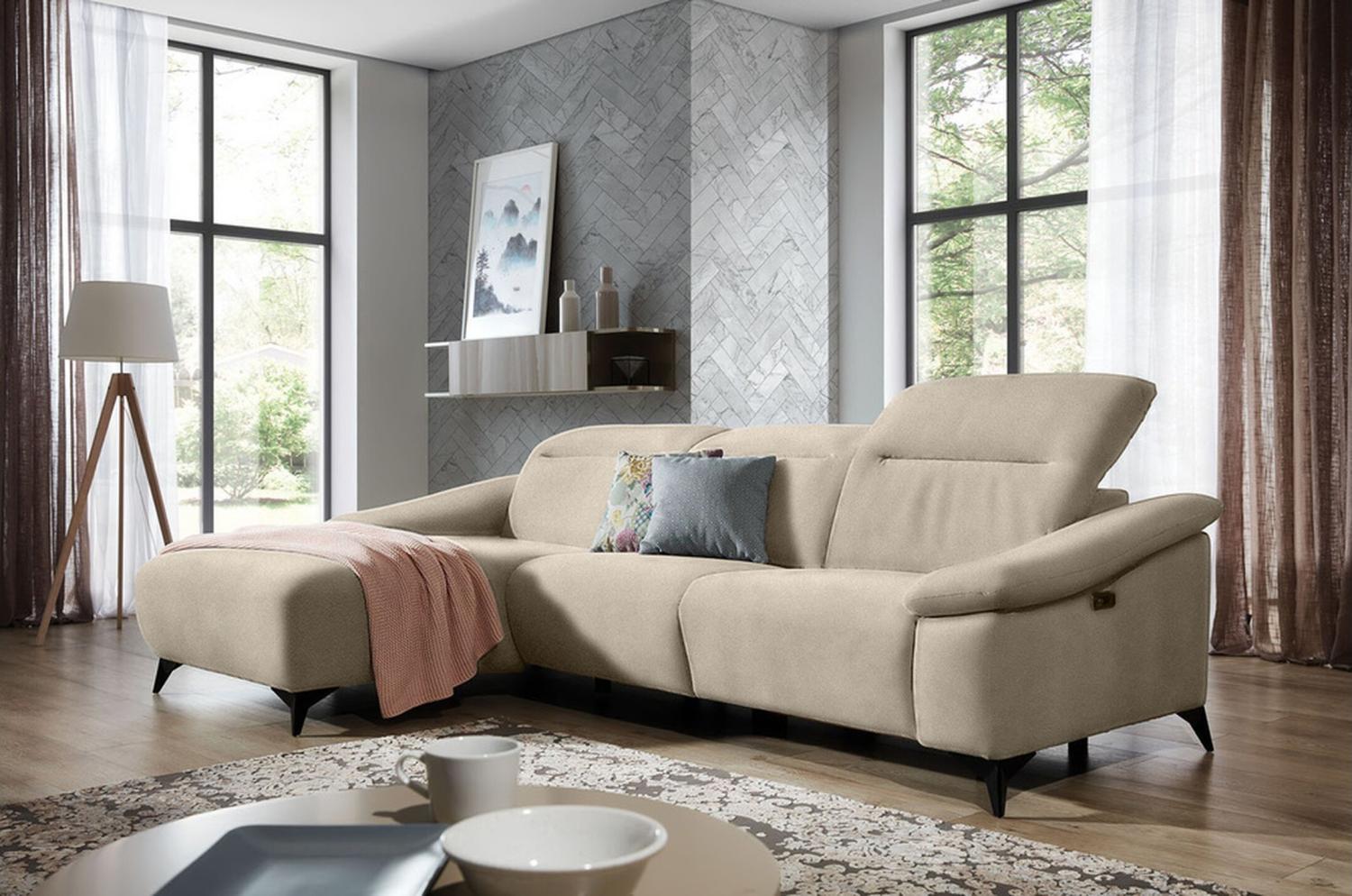Stylefy Gabbiana Ecksofa Kunstleder MADRYT Beige Links Bild 1