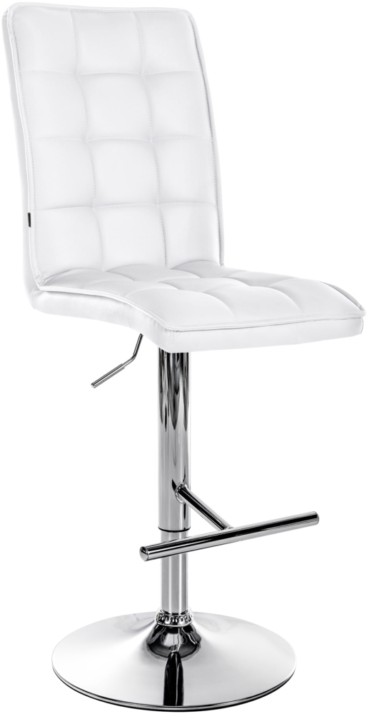 CLP Barhocker Peking Kunstleder höhenverstellbar mit Fußstütze und Rückenlehne,weiß chrom Bild 1