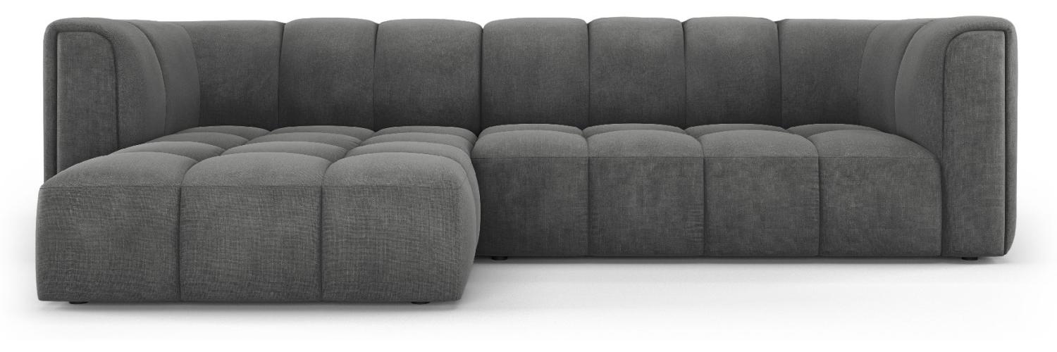 Micadoni Modulares Ecksofa Serena 3-Sitzer Links Strukturierter Stoff Dunkelgrau Bild 1