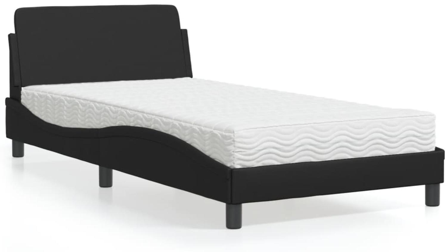 vidaXL Bett mit Matratze Schwarz 100x200 cm Kunstleder 3208357 Bild 1