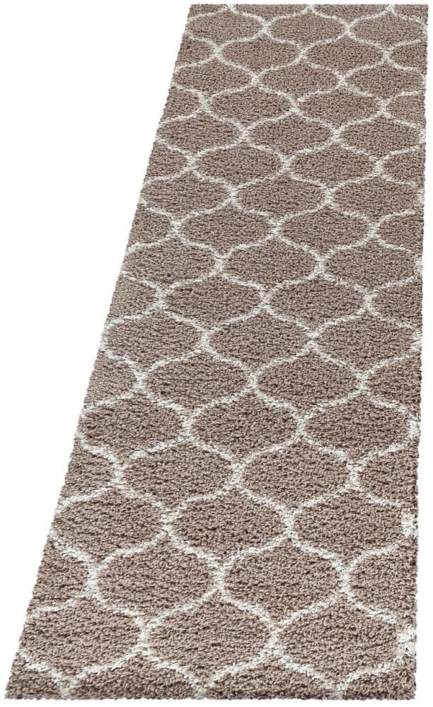 Hochflor Teppich Serena Läufer - 80x250 cm - Beige Bild 1