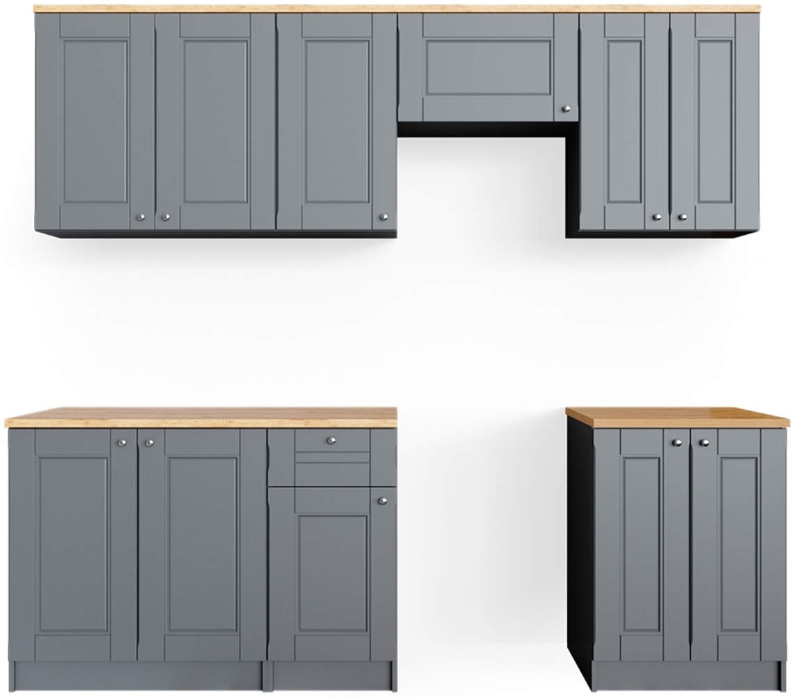 Küchenzeile Bergamo Edelgrau 240 cm , AP Goldkraft Vicco Bild 1