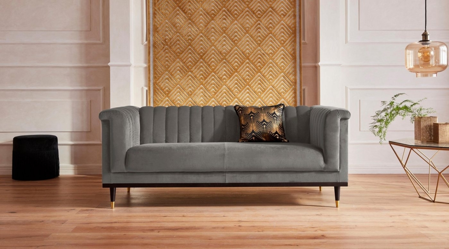 Home affaire 2-Sitzer Chamby, mit Holzrahmen unten und Steppung im Lehnenbereich Bild 1