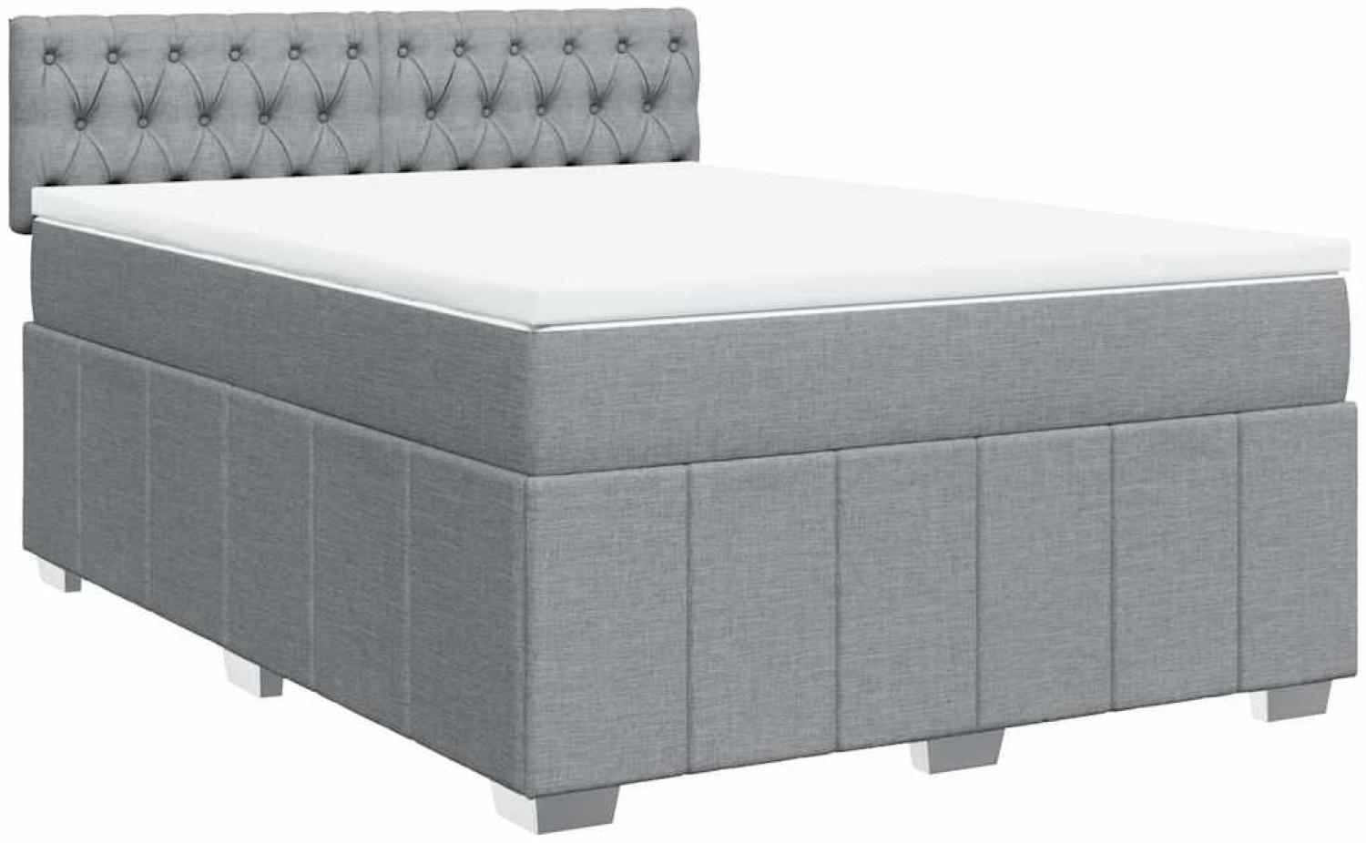 vidaXL Boxspringbett mit Matratze Hellgrau 160x200 cm Stoff 3287126 Bild 1