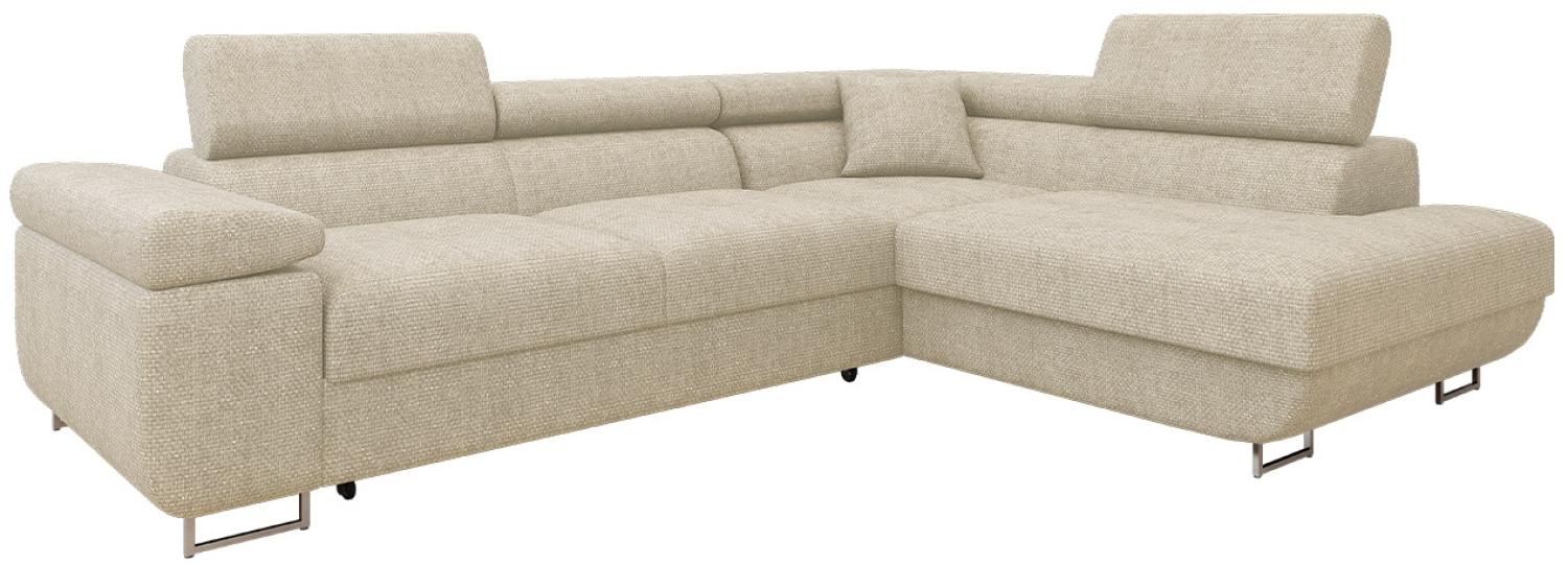 Ecksofa Torezio Premium mit Einstellbare Kopfstützen, Bettkasten und Schlaffunktion (Farbe: Magni 206.02, Seite: Rechts) Bild 1