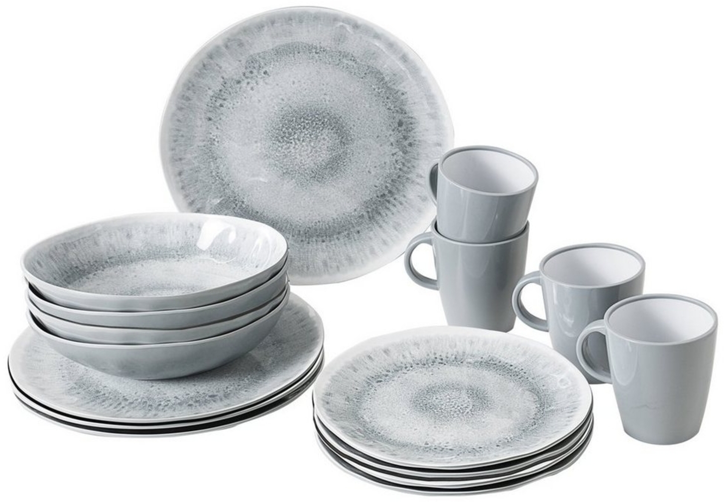 BRUNNER Geschirr-Set Melamin Ess Geschirr Set Lunch, Melamin-/Mineralgemisch, Box 16-teilig Camping Reise Teller Becher Bild 1