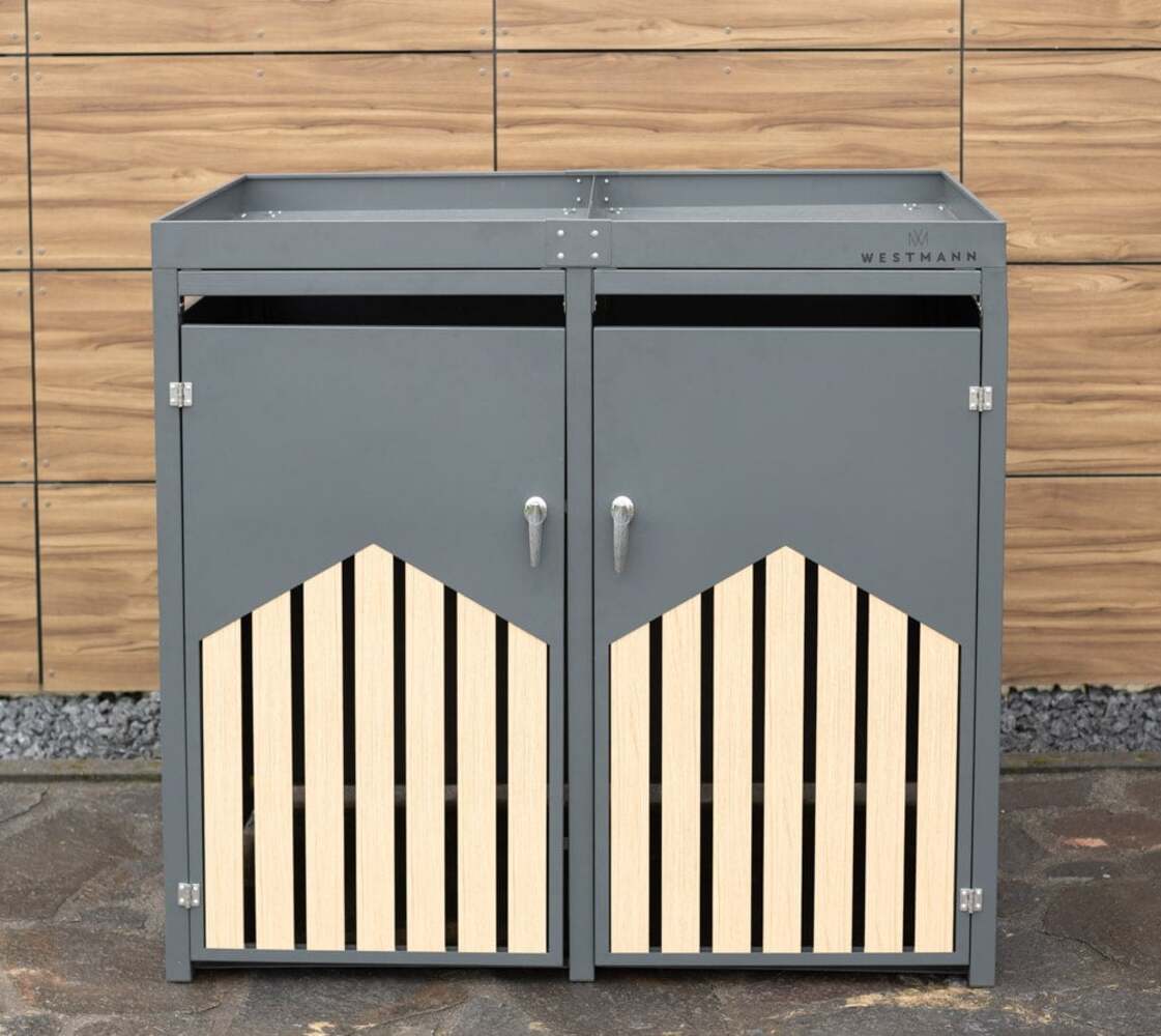 Westmann Stahl Mülltonnenbox für 2 Mülltonnen 240 Liter | Anthrazit | 84x134x125 cm Bild 1