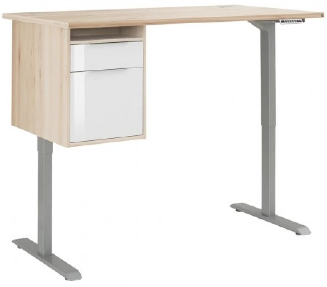 Maja Höhenverstellbarer Schreibtisch 5518 Metall platingrau - Edelbuche Bild 1