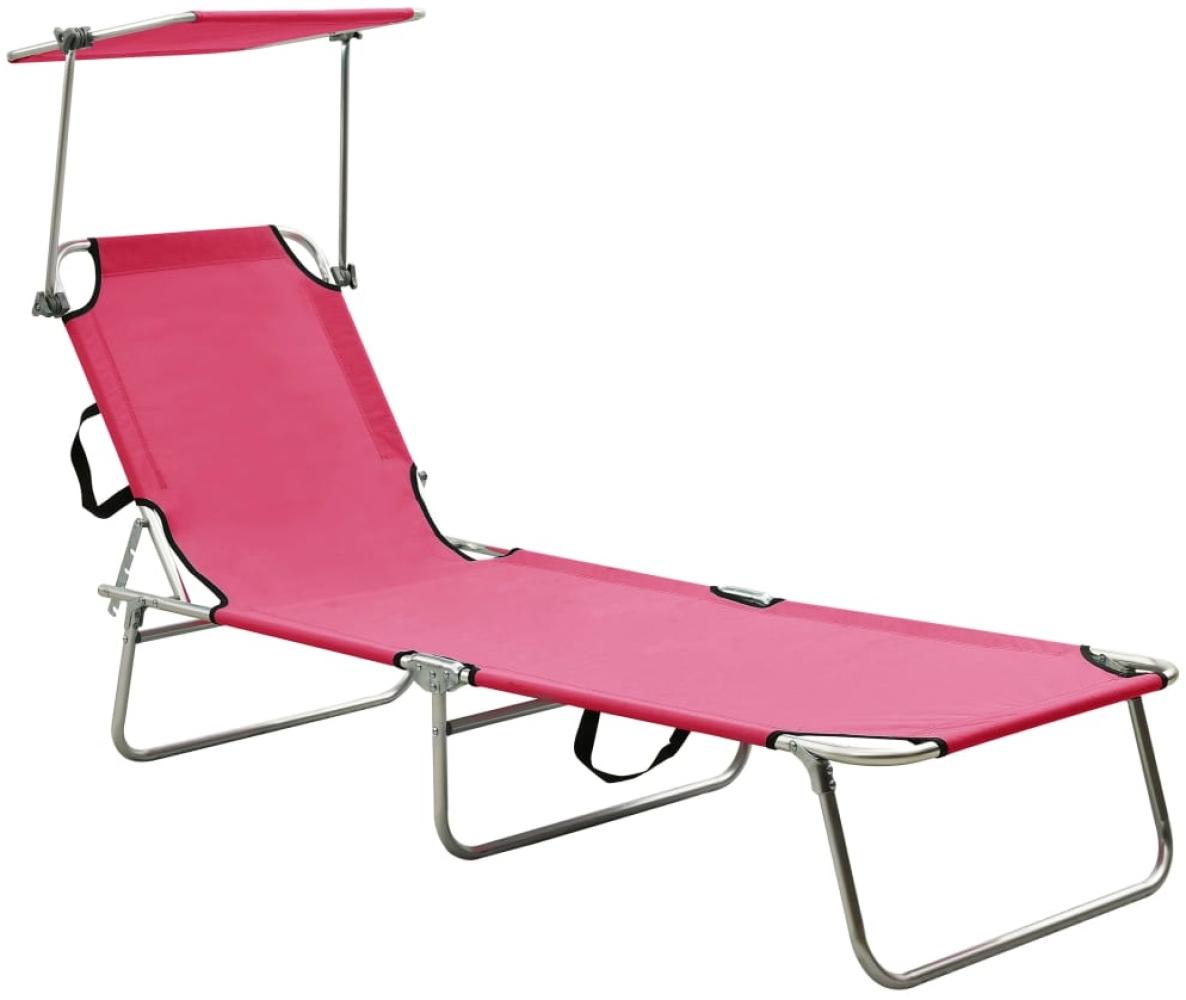 vidaXL Klappliege mit Sonnendach Rosa Aluminium 310363 Bild 1